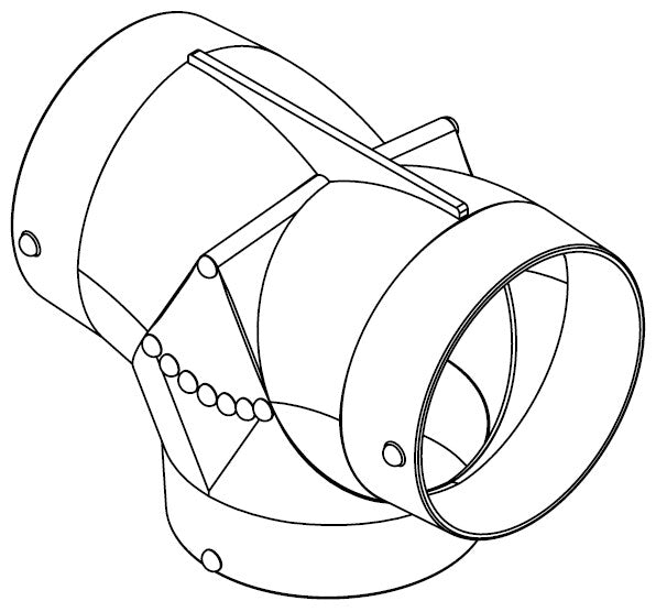 ABS Plastic Hose T, 7" Hose Inlet - 7", 4" Hose Outlets