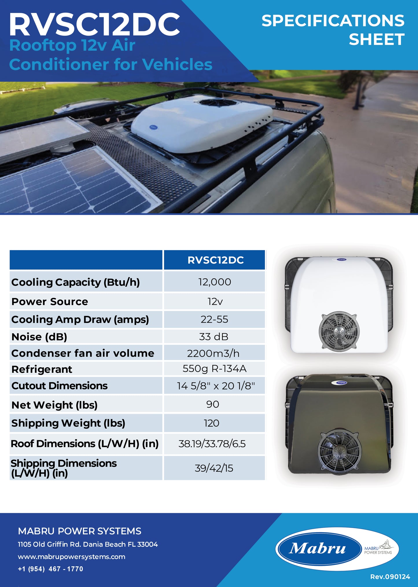 ROOFTOP 12V AIR CONDITIONER 12000 BTU FOR VEHICLES: CAMPERVANS, RV, PROMASTER, SPRINTER, TRANSIT by MABRU