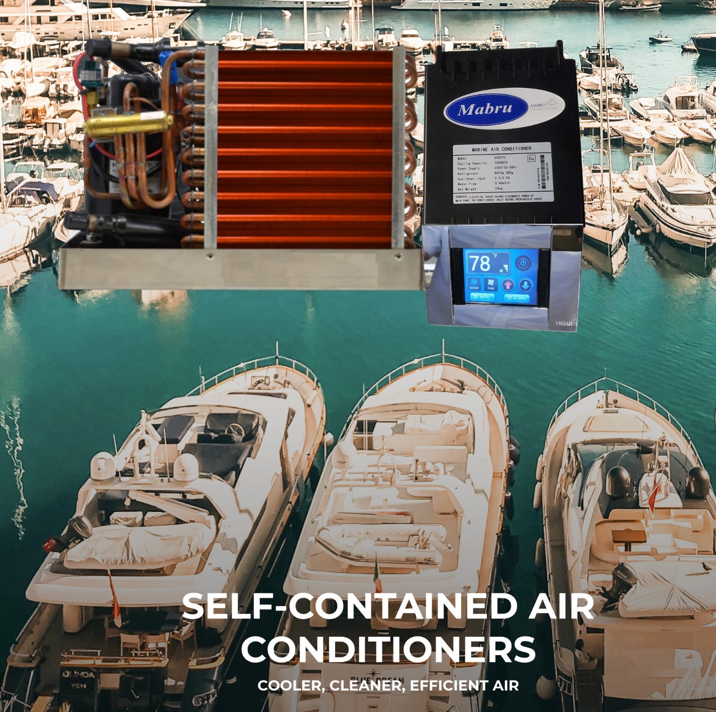 SELF-CONTAINED 17000 BTU 115V 50/60HZ MARINE AIR CONDITIONER COPPER FIN (HEATING AND COOLING) by MABRU