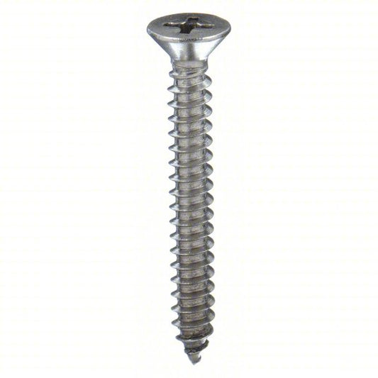 Sheet metal screws, Self tapping, Phillips flat head, Stainless steel 316, #8 x 2"