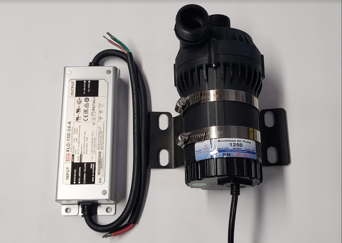 MABRU Pump 1250 GPH 12/24V with power supply input 100V/240V  output 24V